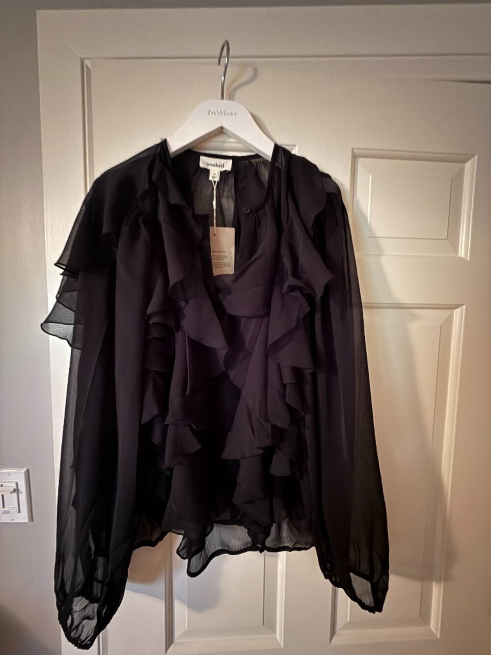 Soaked In Luxury Harietta Frill Blouse in colour Black in size XXL